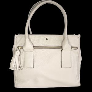 Kate Spade Southport Avenue  Pebbled Leather Top Handle Tote  Neutral Ivory